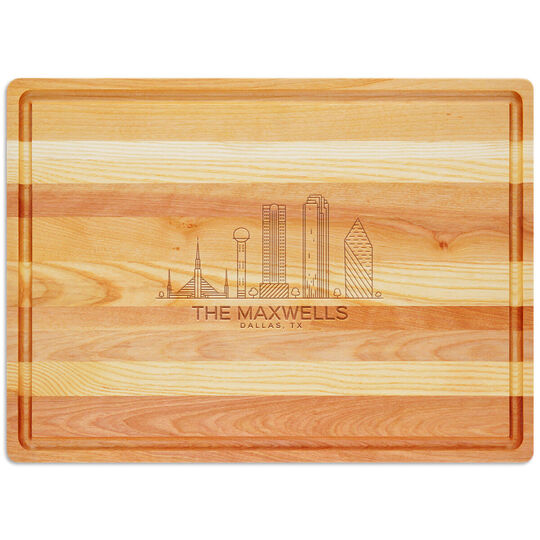 Dallas Skyline Master Large Wood Cutting Board